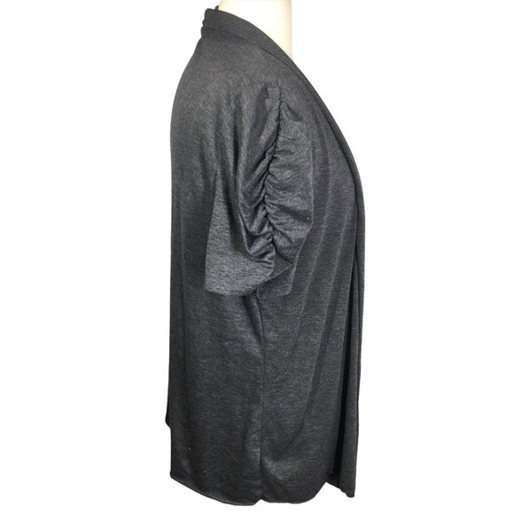 Per Seption Women Top 1X Gray Cardigan Over Attached Ruffle Tank Short Sleeve - Picture 4 of 8